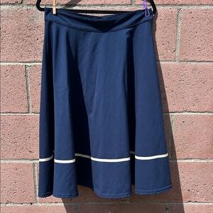 1950s Mod Cloth RockSteady Pinup Circle Swing Skirt Nautical Navy Blue XL